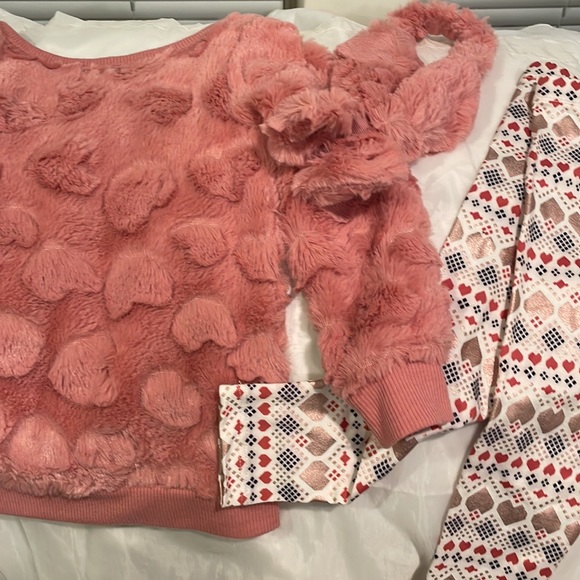 3 pc laughing LLAMa 18 months shrimp fuzzy long sleeves top headband leggings - Picture 3 of 3